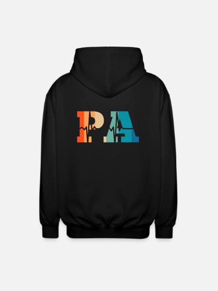 Heartbeat retro physician assistant - Unisex Hooded Jacket - black