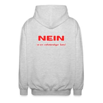NEIN ist ein vollständiger Satz! - Unisex Kapuzenjacke - Hellgrau meliert - Hinten - AI Model Male 185 light (185cm)
