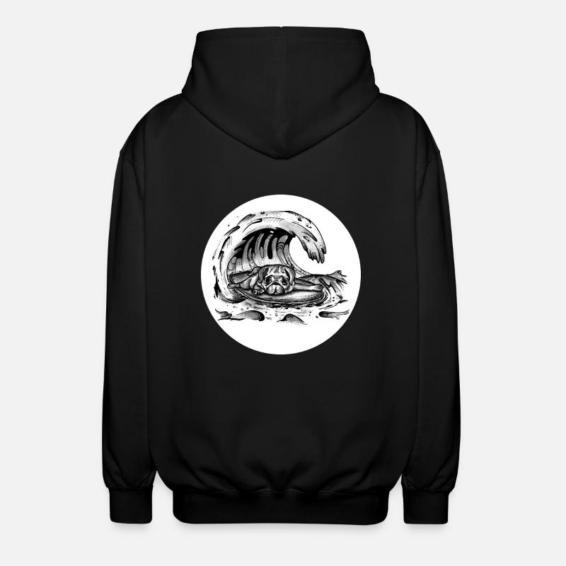 Mops Welle - Unisex Kapuzenjacke - Schwarz