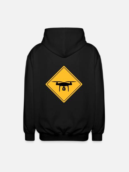 Warnschild mit Drohne - Unisex Kapuzenjacke - Schwarz