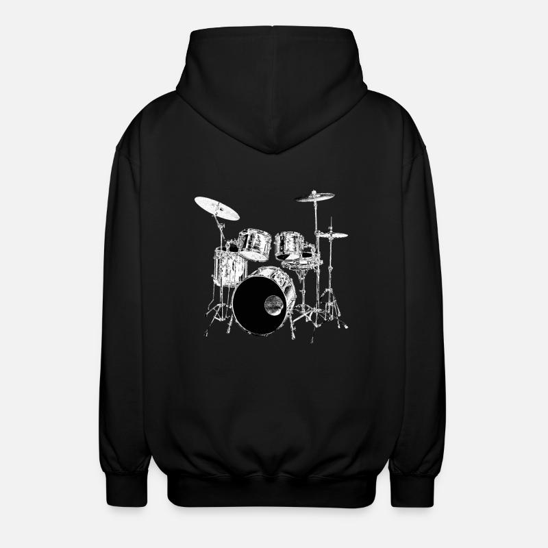 Drums Silber - Unisex Kapuzenjacke - Schwarz