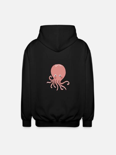 Pink Octopus - Unisex Hooded Jacket - black
