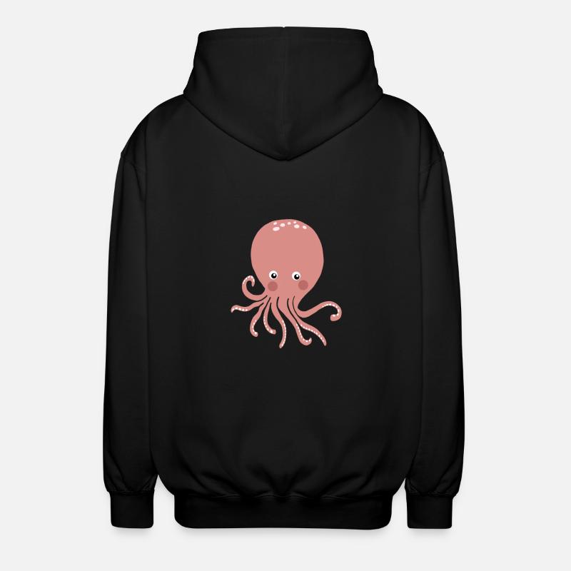 Pink Oktopus - Unisex Kapuzenjacke - Schwarz