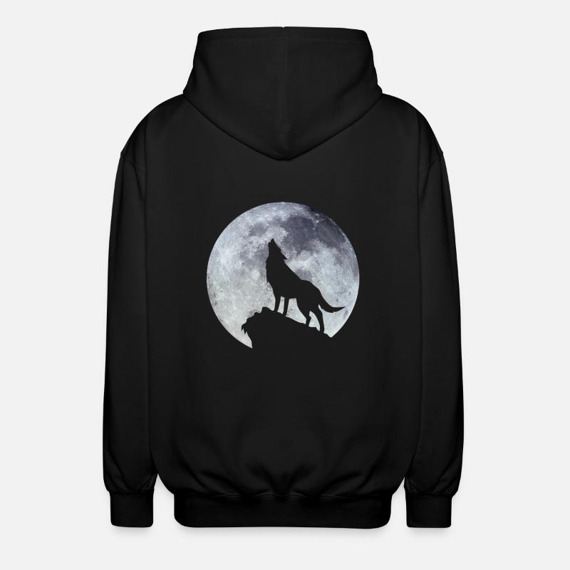 wolf - Unisex Kapuzenjacke - Schwarz