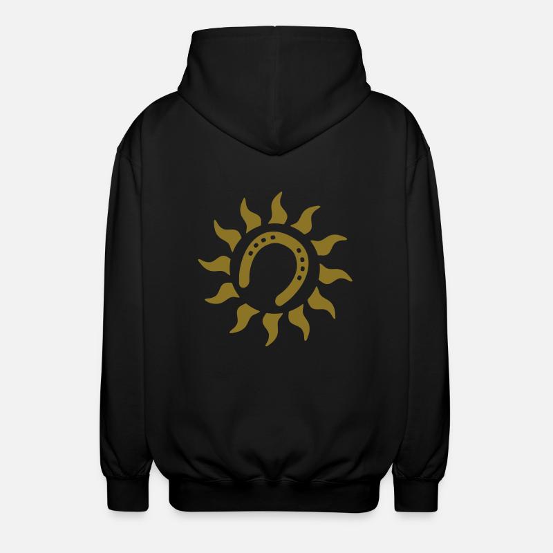 pferd Hufeisen Sonne - Unisex Kapuzenjacke - Schwarz