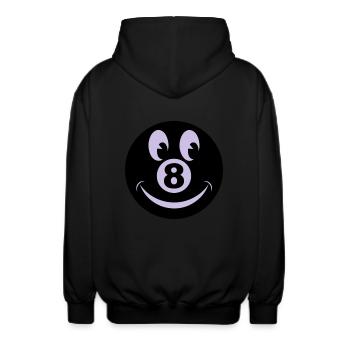 8 ball smiley vecto - Veste à capuche unisexe - noir - Dos - AI Model Male 185 light (185cm)
