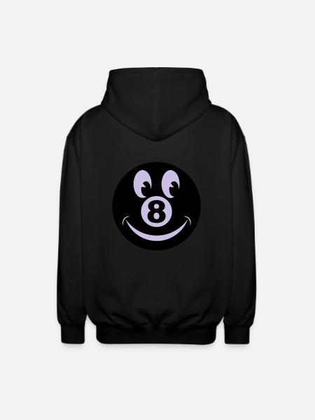 8 ball smiley vecto - Unisex Hooded Jacket - black
