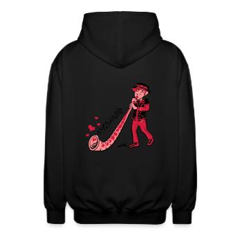 Alphorn - Unisex Kapuzenjacke - Schwarz - Hinten - AI Model Male 185 light (185cm)