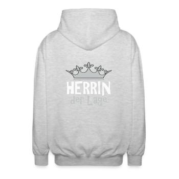 Herrin der Lage - Unisex Kapuzenjacke - Hellgrau meliert - Hinten - AI Model Male 185 light (185cm)