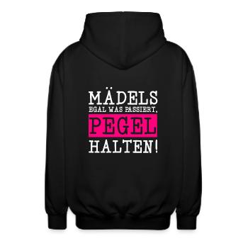 Maedels pegel halten trinken saufen party maedelsa - Unisex Kapuzenjacke - Schwarz - Hinten - AI Model Male 185 light (185cm)