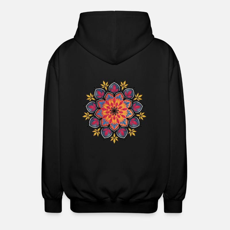 Mandala Fleurs de Chance No.1 - Veste à capuche unisexe - noir
