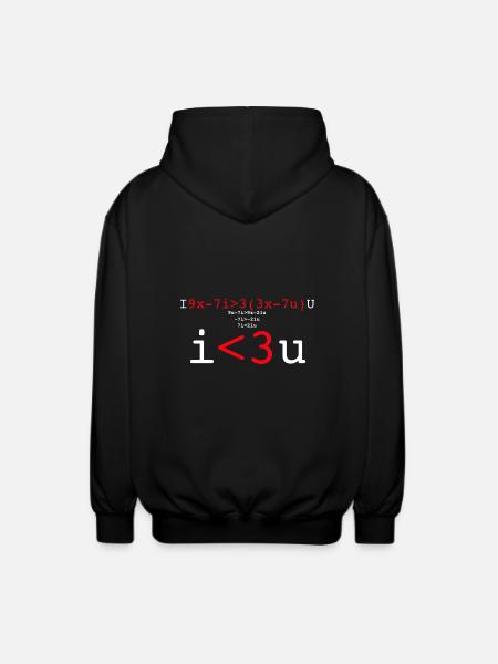 i love you, math love - Unisex Hooded Jacket - black