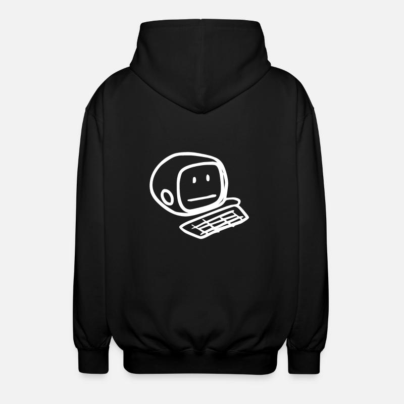 Computer Smiley Face (White) - Unisex Hooded Jacket - black