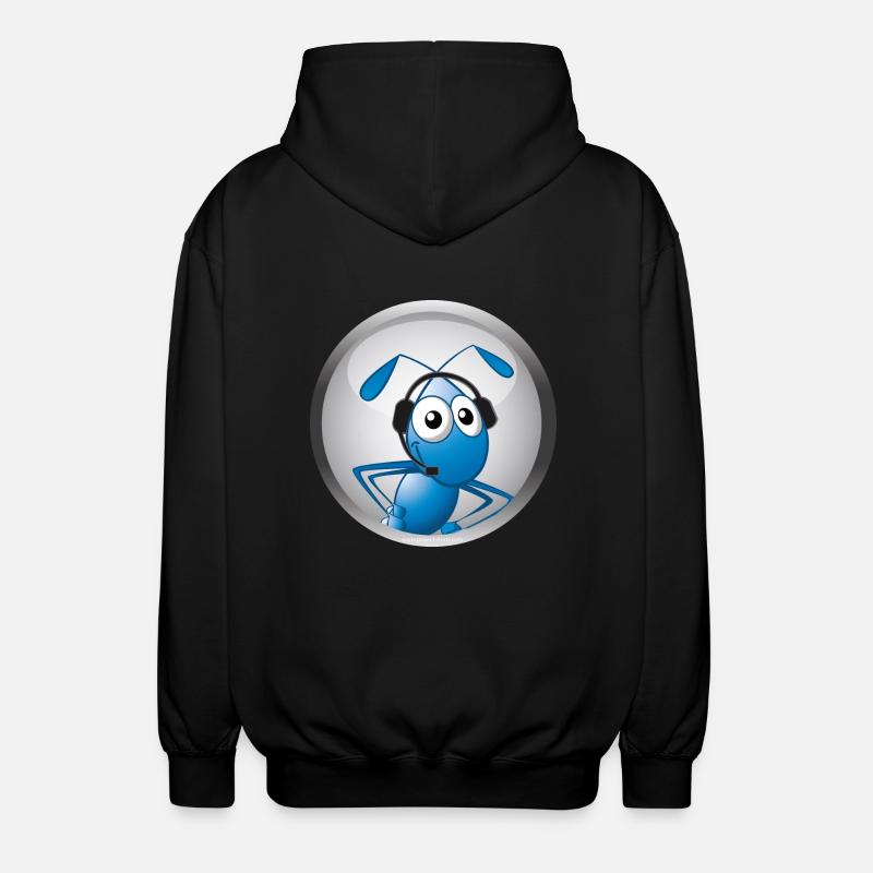 Ameise mit Headset - Unisex Kapuzenjacke - Schwarz