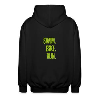 SWIM BIKE RUN - Unisex Kapuzenjacke - Schwarz - Hinten - AI Model Male 185 light (185cm)