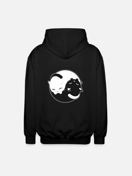 Cat - Yin Yang Cats Black and White Gift - Unisex Hooded Jacket - black