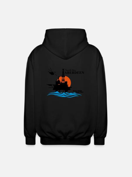 North Sea Aberdeen Oil Rig Platform - Unisex Hooded Jacket - black