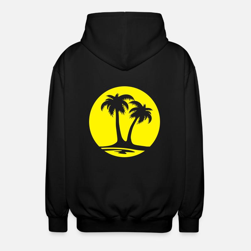 Freizeit - Palmen Sonne - Unisex Kapuzenjacke - Schwarz