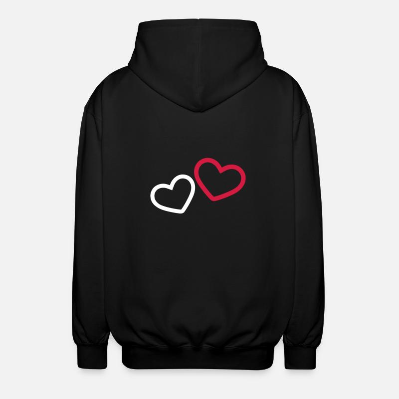 Zwei Herzchen Herz - Unisex Kapuzenjacke - Schwarz