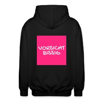 Vorsicht Bissig Mundschutz Nasenschutz - Unisex Kapuzenjacke - Schwarz - Hinten - AI Model Male 185 light (185cm)