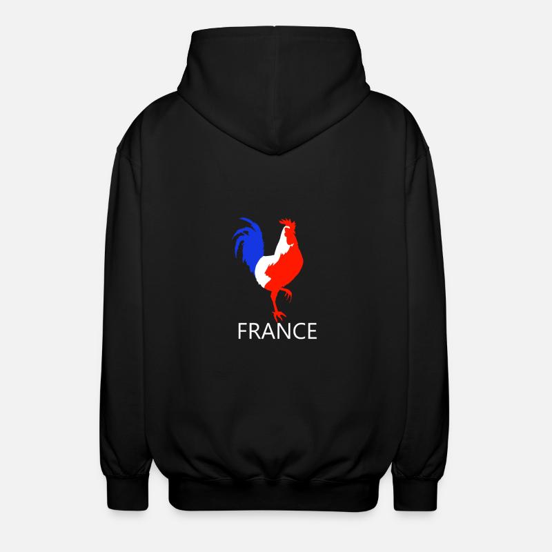 rooster blue white red - Unisex Hooded Jacket - black