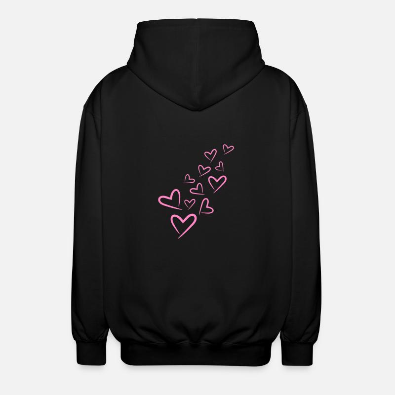 Heart Heart Pattern Pink - Unisex Hooded Jacket - black
