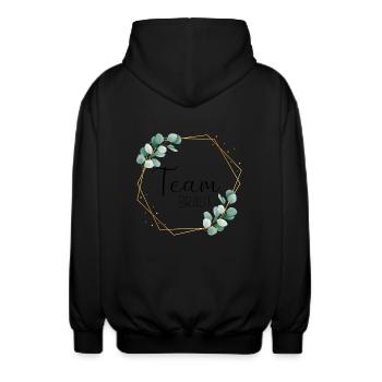 Eukalyptus Blätter - Team Braut - 11 - Unisex Kapuzenjacke - Schwarz - Hinten - AI Model Male 185 light (185cm)