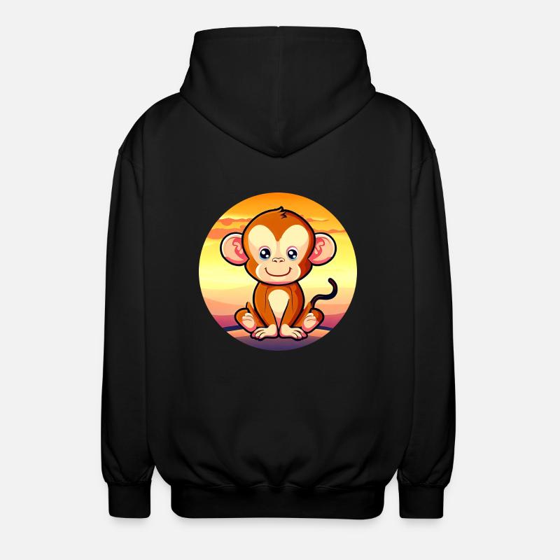 Mignon Singe Chimpanzé Sunset Design - Veste à capuche unisexe - noir