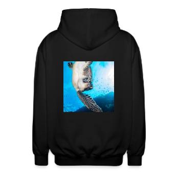 Turtle - Unisex Hooded Jacket - black - Back - AI Model Male 185 light (185cm)