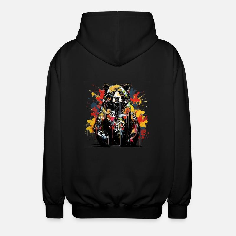Roaring Bear. Graffiti-style strength. - Unisex Hooded Jacket - black