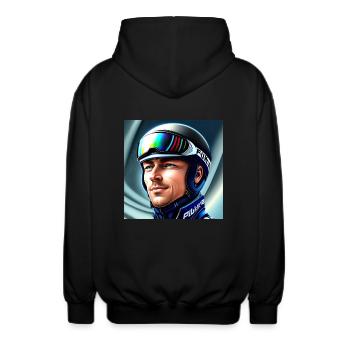 Skispringer Portrait - Unisex Kapuzenjacke - Schwarz - Hinten - AI Model Male 185 light (185cm)