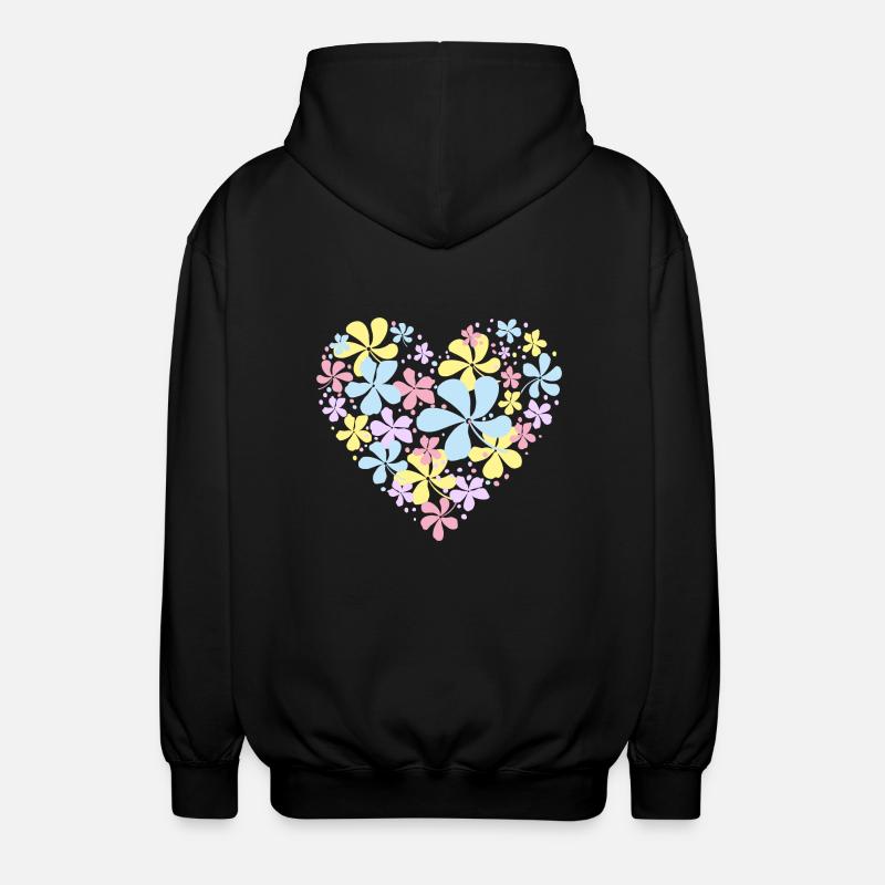 Blumen-Herz - Unisex Kapuzenjacke - Schwarz