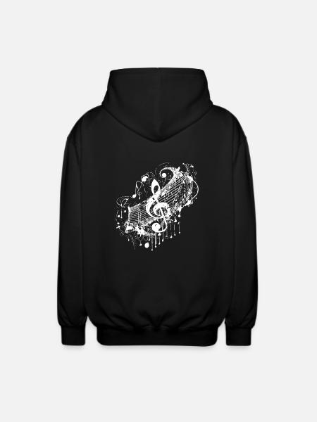 Vintage Music Clef i tatoveringsstil - Unisex hættejakke. - sort