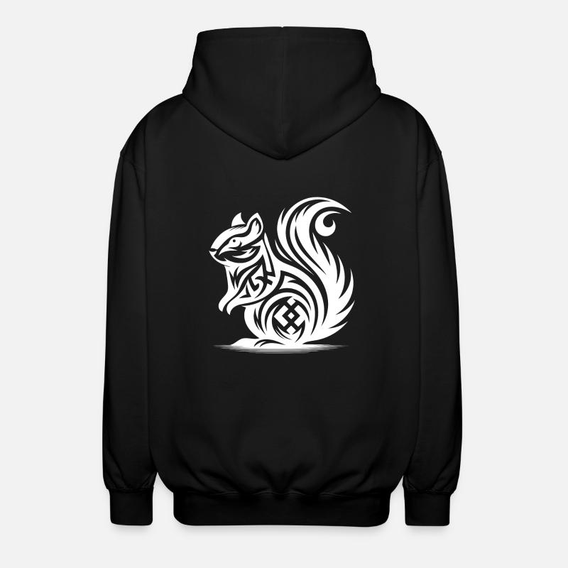 Niedliches Eichhörnchen in Tattoo Style - Unisex Kapuzenjacke - Schwarz