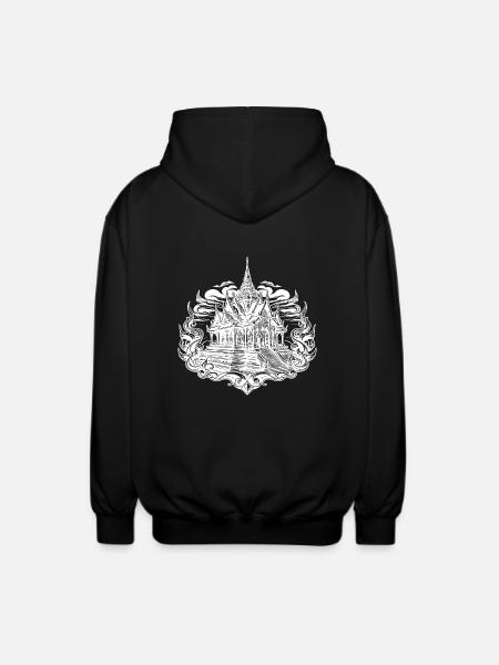 Sunset behind exotic Thailand temple - Unisex Hooded Jacket - black