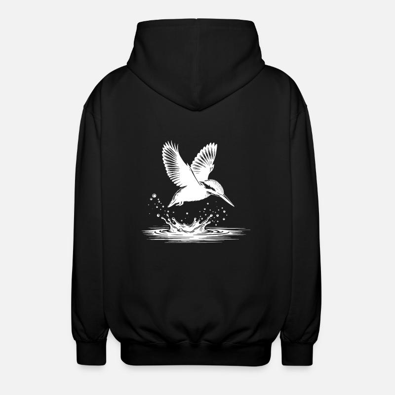 Martin-pêcheur attrapant du poisson - Veste à capuche unisexe - noir