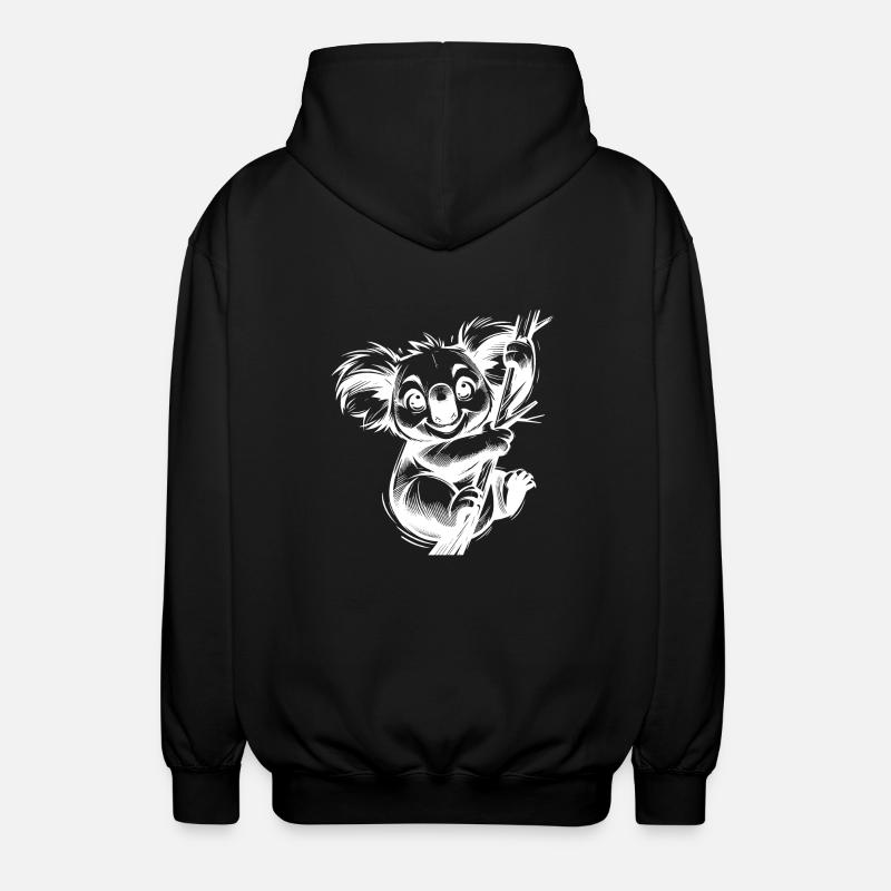 Australian Children's Koala Pencil Drawing - Unisex Hooded Jacket - black