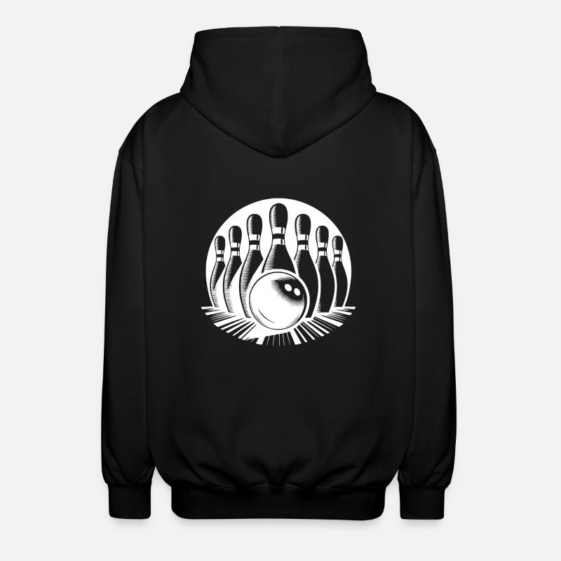 Bowlingkugel trifft Bowling Pins - Unisex Kapuzenjacke - Schwarz