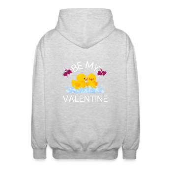 By my Valentine - Unisex Hooded Jacket - light heather grey - Back - AI Model Male 185 light (185cm)