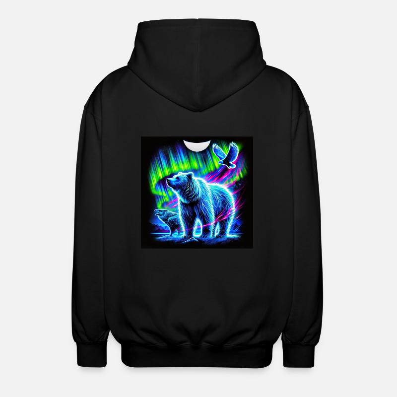 Bär und Vogel Aurora - Unisex Kapuzenjacke - Schwarz