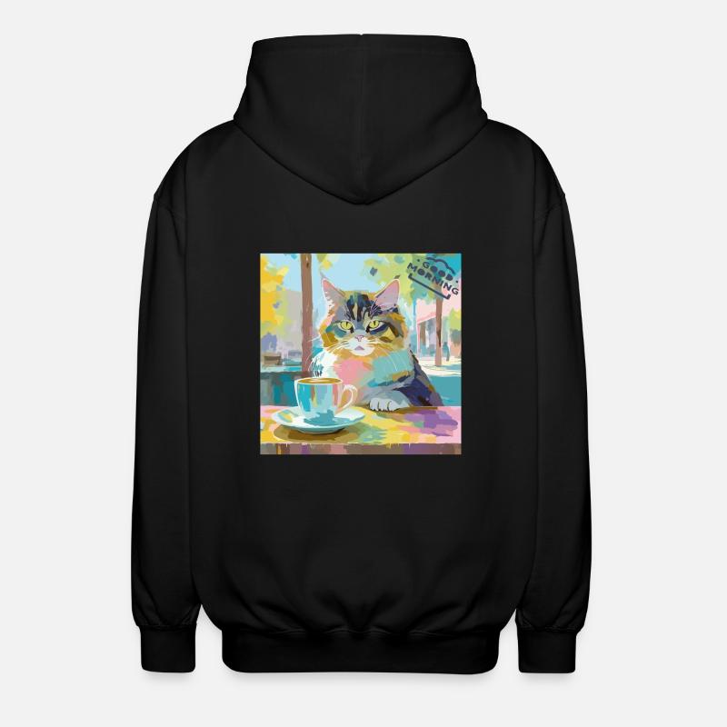 The Coffee Cat - Unisex Kapuzenjacke - Schwarz