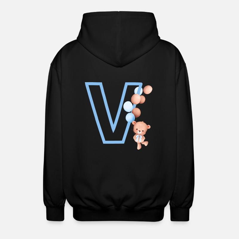 Lettre v bleue ours - Veste à capuche unisexe - noir
