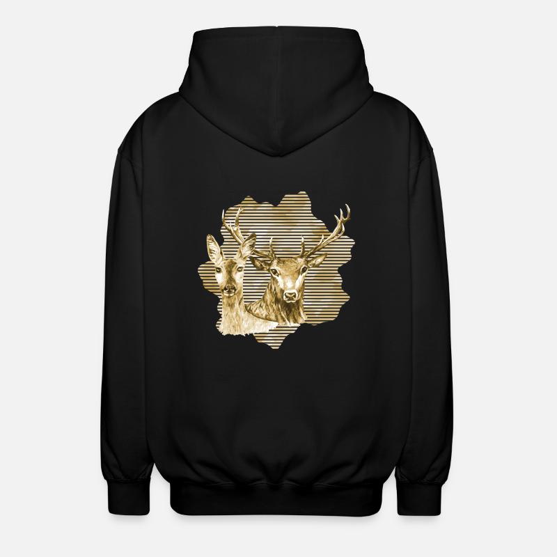Deer and doe - Unisex Hooded Jacket - black