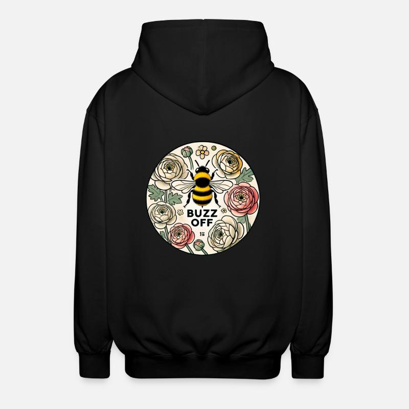 Buzz Off Bee - Unisex Hooded Jacket - black