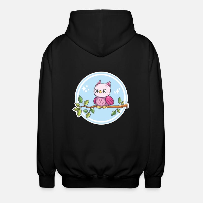Hibou mignon sur une branche - Veste à capuche unisexe - noir