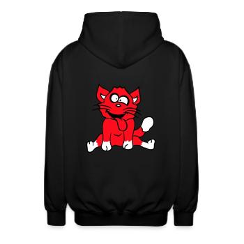 Cat Squints Funny Crazy Tongue Out Grimace - Unisex Hooded Jacket - black - Back - AI Model Male 185 light (185cm)