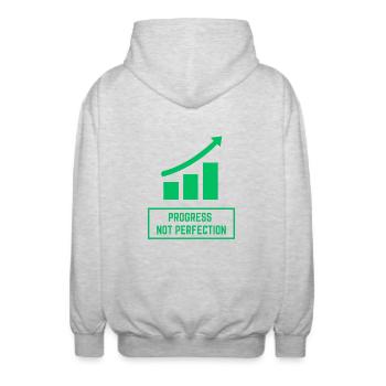 Progress Not Perfection - Unisex Hooded Jacket - light heather grey - Back - AI Model Male 185 light (185cm)