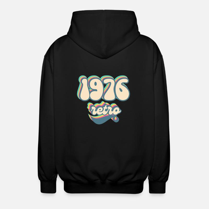 1976 Retro Gift Idea - Unisex Hooded Jacket - black