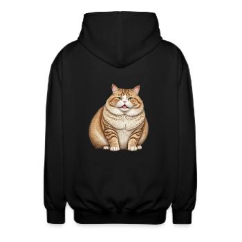 Dicke Katze - Unisex Kapuzenjacke - Schwarz - Hinten - AI Model Male 185 light (185cm)