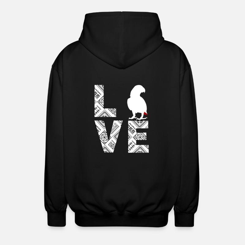 Perroquet gris d’Afrique - Veste à capuche unisexe - noir